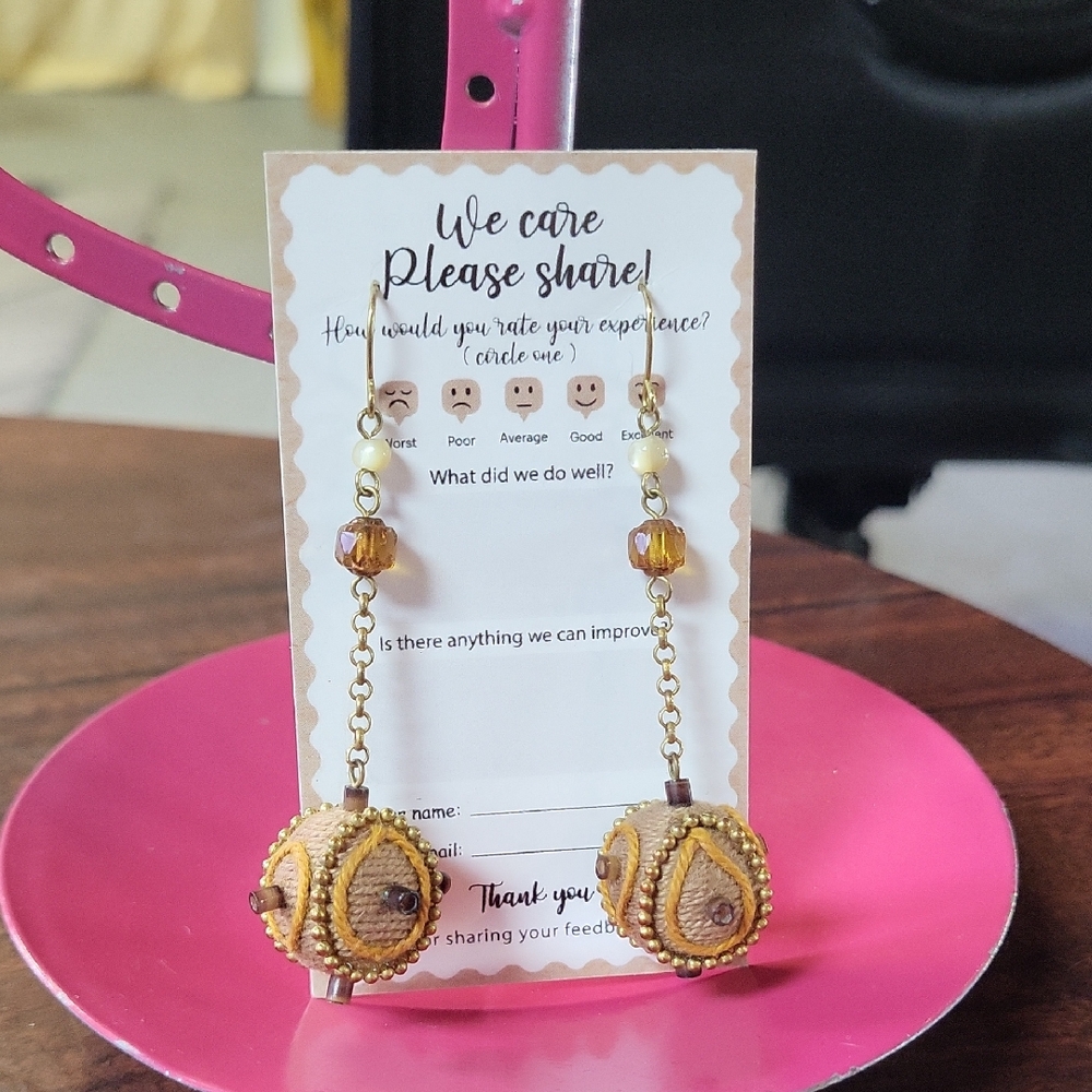 Chic Gold and Brown Beaded Earrings